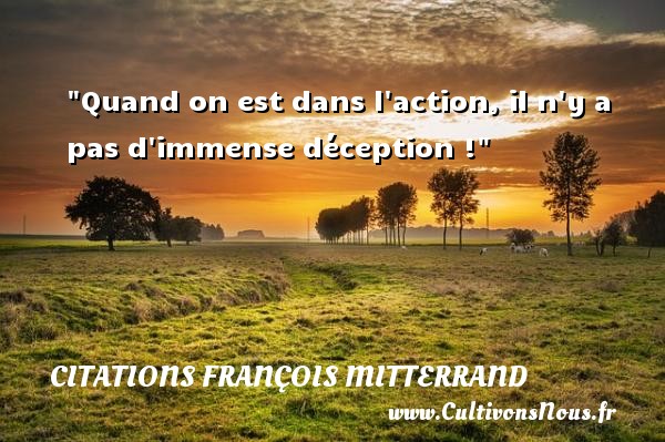 Quand on est dans l action, il n y a pas d immense déception ! Une citation de François Mitterrand CITATIONS FRANÇOIS MITTERRAND - Citations François Mitterrand