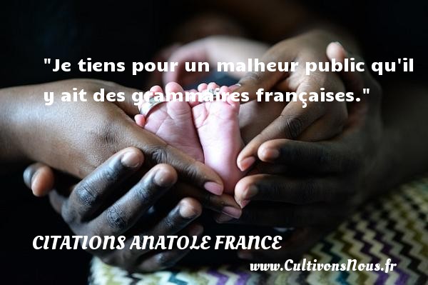 Je tiens pour un malheur public qu il y ait des grammaires françaises.  Une citation par Anatole France     CITATIONS ANATOLE FRANCE