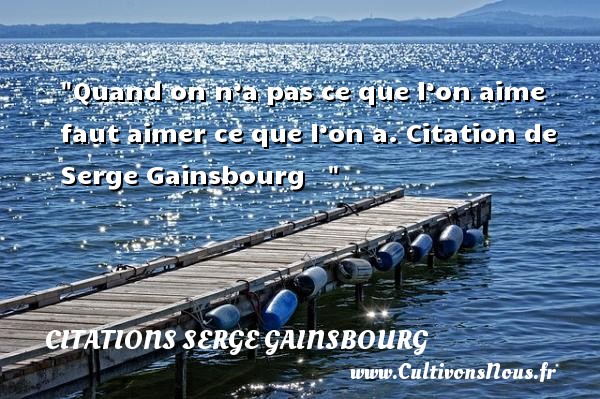 Quand on n’a pas ce que l’on aime faut aimer ce que l’on a.  Citation de Serge Gainsbourg     CITATIONS SERGE GAINSBOURG