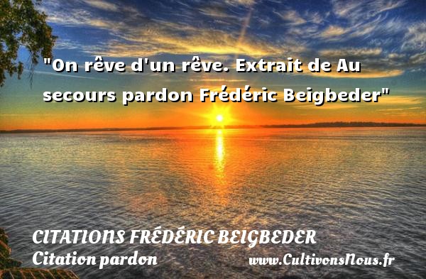 On rêve d un rêve.  Extrait de Au secours pardon  Frédéric Beigbeder CITATIONS FRÉDÉRIC BEIGBEDER - Citations Frédéric Beigbeder - Citation pardon