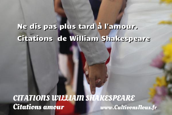 Ne dis pas plus tard à l amour.   Citations   de William Shakespeare CITATIONS WILLIAM SHAKESPEARE - Citations amour