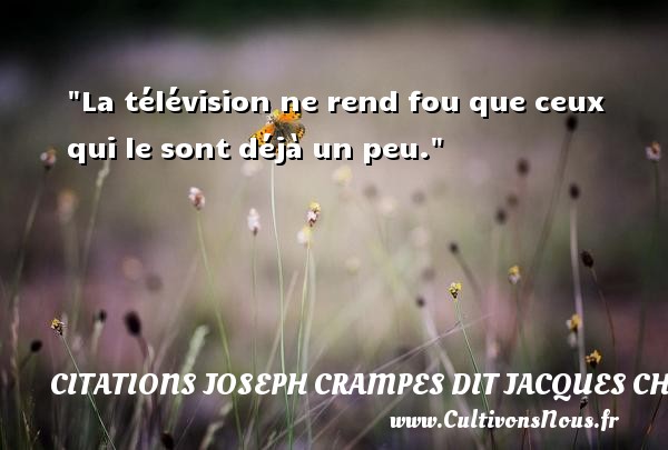 La télévision ne rend fou que ceux qui le sont déjà un peu. Une citation de Jacques Chancel CITATIONS JOSEPH CRAMPES DIT JACQUES CHANCEL