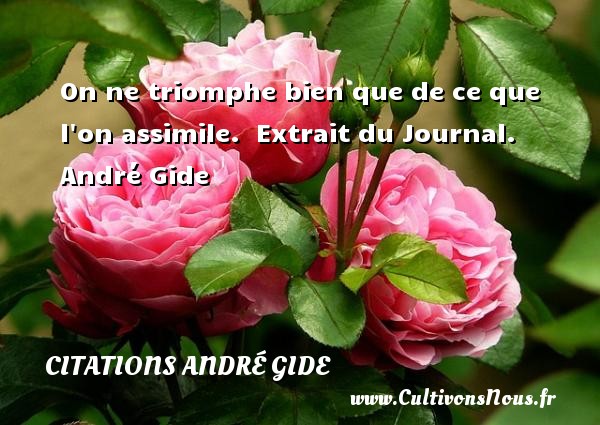 On ne triomphe bien que de ce que l on assimile.   Extrait du Journal. André Gide CITATIONS ANDRÉ GIDE - Citations André Gide