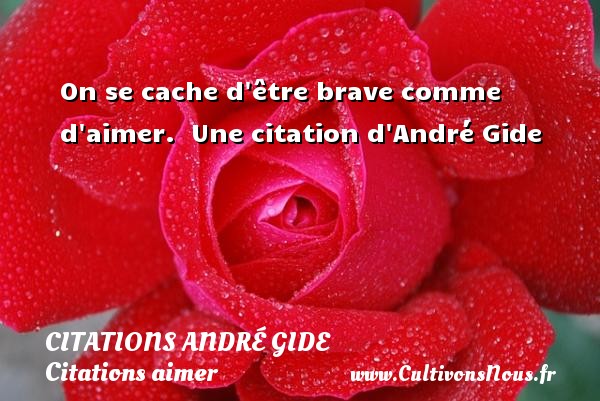 On se cache d être brave comme d aimer.   Une  citation  d André Gide CITATIONS ANDRÉ GIDE - Citations André Gide - Citations aimer