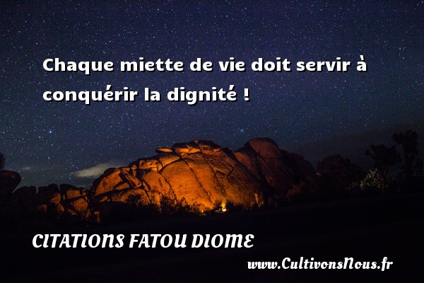 Chaque miette de vie doit servir à conquérir la dignité ! Une citation de Fatou Diome CITATIONS FATOU DIOME