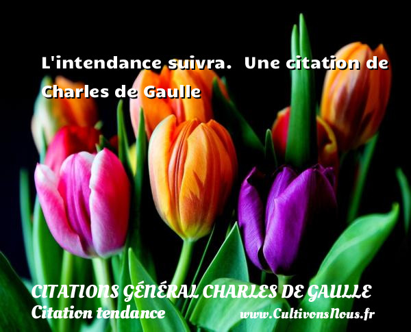 L intendance suivra.   Une  citation  de Charles de Gaulle CITATIONS GÉNÉRAL CHARLES DE GAULLE - Citations Général Charles de Gaulle - Citation tendance