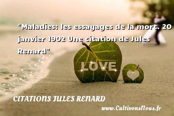 Maladies: les essayages de la mort.  20 janvier 1902  Une  citation  de Jules Renard CITATIONS JULES RENARD - Citation age