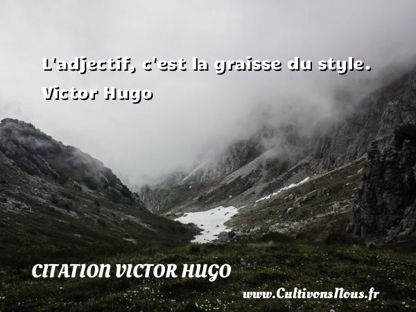 L adjectif, c est la graisse du style.   Victor Hugo CITATION VICTOR HUGO