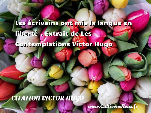 Les écrivains ont mis la langue en liberté .  Extrait de Les Contemplations Victor Hugo CITATION VICTOR HUGO