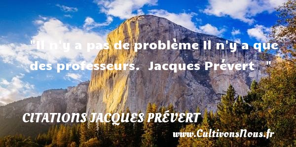 Il n y a pas de problème, il n y a que des professeurs.   Citations Jacques Prévert      JACQUES PRÉVERT - Citation problème