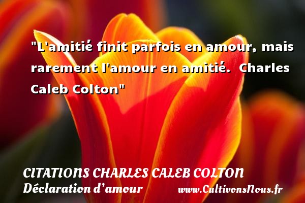 L amitié finit parfois en amour, mais rarement l amour en amitié.   Charles Caleb Colton CITATIONS CHARLES CALEB COLTON - Citations Déclaration d’amour