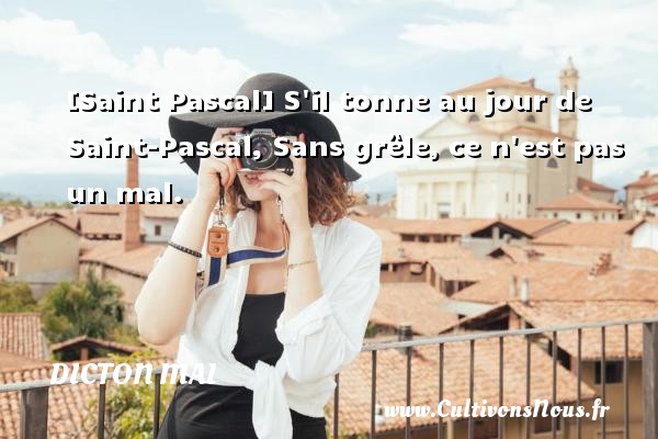 [Saint Pascal] S il tonne au jour de Saint-Pascal, Sans grêle, ce n est pas un mal. Un dicton mai 