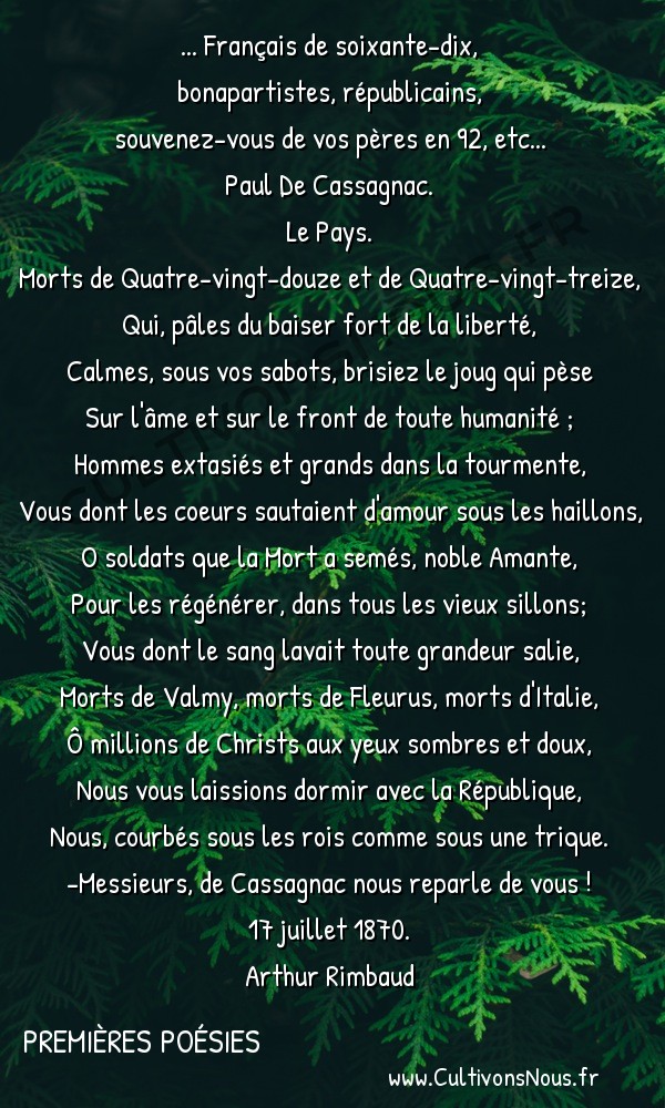  Poésies Arthur Rimbaud - Premières Poésies - morts de quatre-vingt-douze -  ... Français de soixante-dix, bonapartistes, républicains,