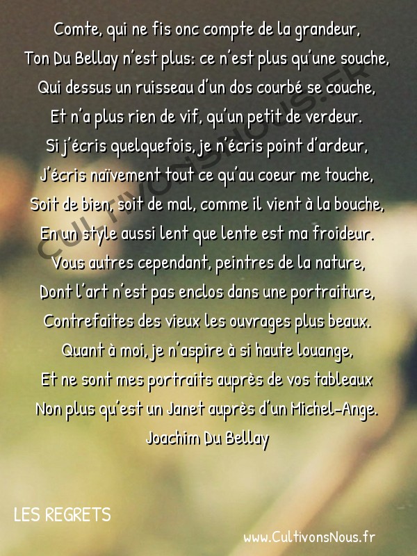  Poésie Joachim Du Bellay - Les Regrets - Comte qui ne fis onc compte -  Comte, qui ne fis onc compte de la grandeur, Ton Du Bellay n’est plus: ce n’est plus qu’une souche,