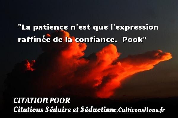 La patience n est que l expression raffinée de la confiance.  Pook CITATION POOK - Citations Séduire et Séduction