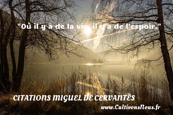 Où il y a de la vie, il y a de l espoir. CITATIONS MIGUEL DE CERVANTÈS - Citations Miguel de Cervantès - Citation sur la vie
