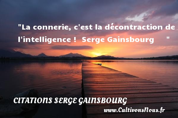 La connerie, c est la décontraction de l intelligence !  Serge Gainsbourg       CITATIONS SERGE GAINSBOURG