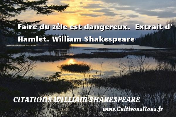 Faire du zèle est dangereux.  Extrait d  Hamlet. William Shakespeare   CITATIONS WILLIAM SHAKESPEARE
