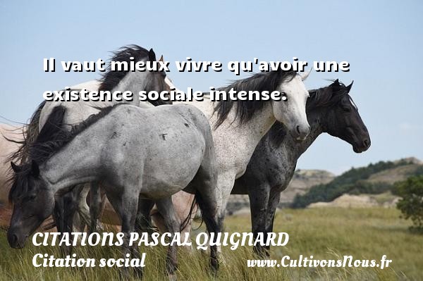 Il vaut mieux vivre qu avoir une existence sociale intense. CITATIONS PASCAL QUIGNARD - Citation social