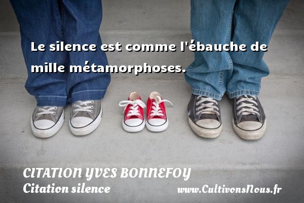 Le silence est comme l ébauche de mille métamorphoses. CITATION YVES BONNEFOY - Citation silence