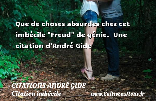 Que de choses absurdes chez cet imbécile  Freud  de génie.  Une citation d André Gide CITATIONS ANDRÉ GIDE - Citations André Gide - Citation imbécile