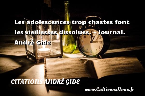 Les adolescences trop chastes font les vieillesses dissolues. - Journal. André Gide CITATIONS ANDRÉ GIDE - Citations André Gide