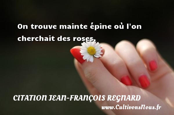 On trouve mainte épine où l on cherchait des roses. CITATION JEAN-FRANÇOIS REGNARD - Citation Jean-François Regnard