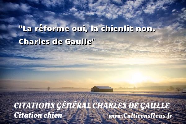 La réforme oui, la chienlit non.  Charles de Gaulle CITATIONS GÉNÉRAL CHARLES DE GAULLE - Citations Général Charles de Gaulle - Citation chien
