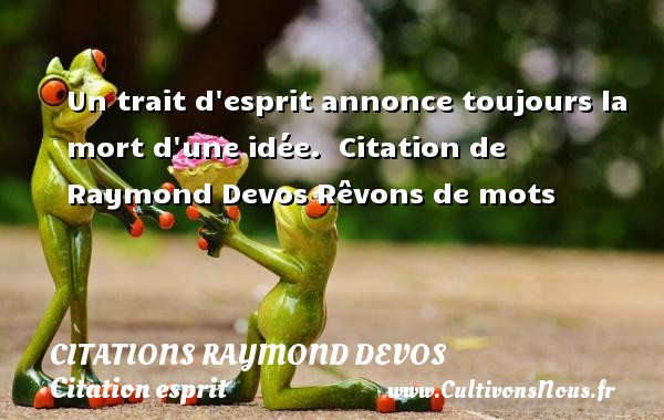 Un trait d esprit annonce toujours la mort d une idée.  Citation de Raymond Devos Rêvons de mots CITATIONS RAYMOND DEVOS - Citation esprit