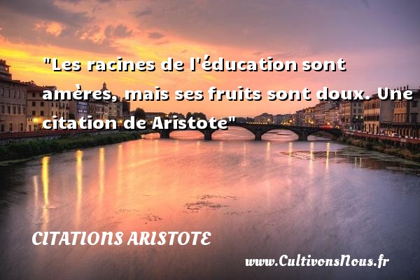 Les racines de l éducation sont amères, mais ses fruits sont doux.  Aristote CITATIONS ARISTOTE - Citation éducation - Citation fruit