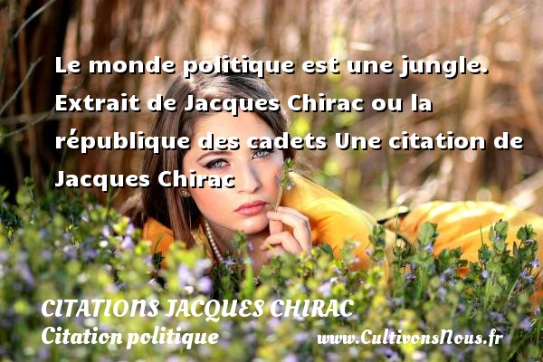 Le monde politique est une jungle.  Extrait de Jacques Chirac ou la république des cadets Une citation de Jacques Chirac CITATIONS JACQUES CHIRAC - Citation politique