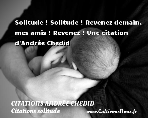 Solitude ! Solitude ! Revenez demain, mes amis ! Revenez ! Une citation d Andrée Chedid CITATIONS ANDRÉE CHEDID - Citations Andrée Chedid - Citations solitude