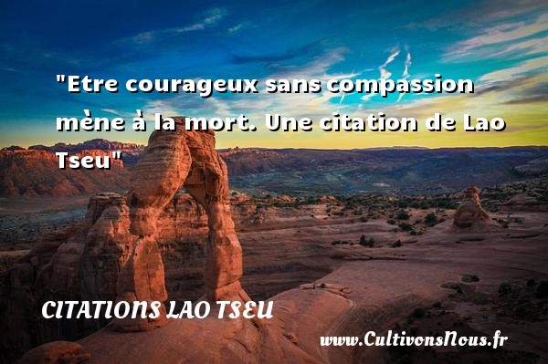 Etre courageux sans compassion mène à la mort.  Lao Tseu CITATIONS LAO TSEU - Citation courage