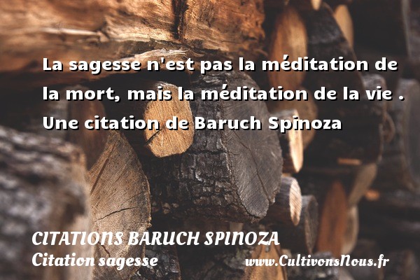 La sagesse n est pas la méditation de la mort, mais la méditation de la vie .   Une citation de Baruch Spinoza CITATIONS BARUCH SPINOZA - Citation sagesse