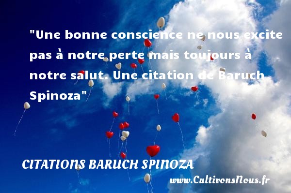 Une bonne conscience ne nous excite pas à notre perte mais toujours à notre salut. Une citation de Baruch Spinoza CITATIONS BARUCH SPINOZA