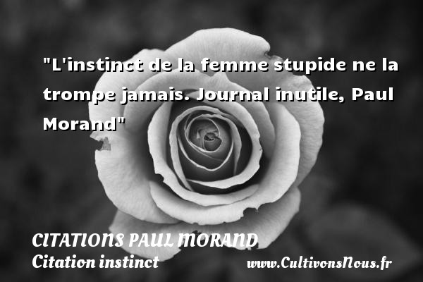 L instinct de la femme stupide ne la trompe jamais. Journal inutile, Paul Morand CITATIONS PAUL MORAND - Citation instinct