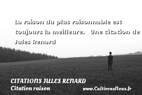La raison du plus raisonnable est toujours la meilleure.   Une citation de Jules Renard CITATIONS JULES RENARD - Citation raison