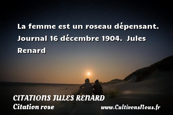 La femme est un roseau dépensant. Journal 16 décembre 1904.  Jules Renard CITATIONS JULES RENARD - Citation rose