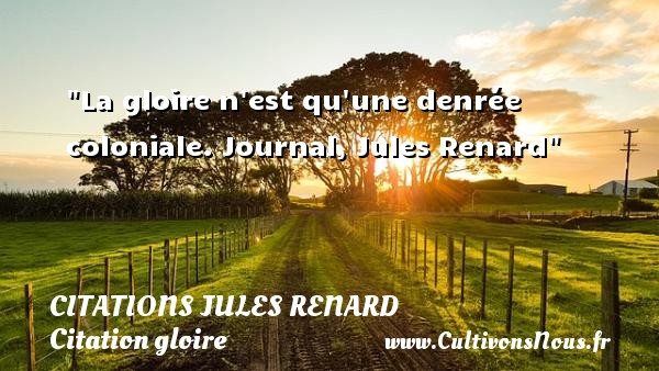 La gloire n est qu une denrée coloniale. Journal, Jules Renard CITATIONS JULES RENARD - Citation gloire