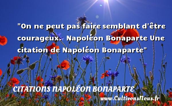 On ne peut pas faire semblant d être courageux.  Napoléon Bonaparte CITATIONS NAPOLÉON BONAPARTE - Citations Napoléon Bonaparte - Citation courage