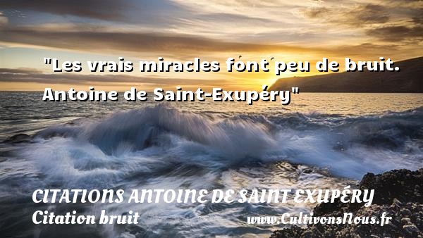 Les vrais miracles font peu de bruit.  Antoine de Saint-Exupéry CITATIONS ANTOINE DE SAINT EXUPÉRY - Citations Antoine de Saint Exupéry - Citation bruit