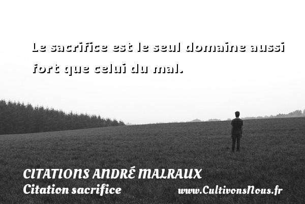 Le sacrifice est le seul domaine aussi fort que celui du mal.   CITATIONS ANDRÉ MALRAUX - Citations André Malraux - Citation sacrifice