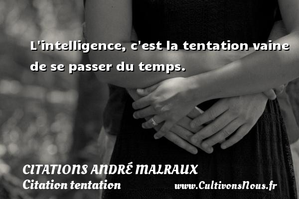 L intelligence, c est la tentation vaine de se passer du temps. CITATIONS ANDRÉ MALRAUX - Citations André Malraux - Citation tentation