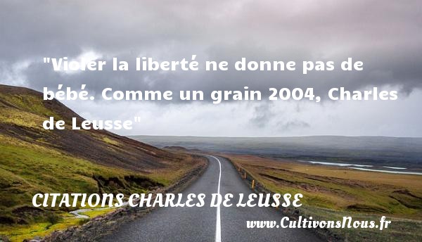 Violer la liberté ne donne pas de bébé. Comme un grain 2004, Charles de Leusse CITATIONS CHARLES DE LEUSSE - Citation bébé - Citation liberté