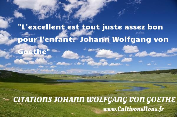 L excellent est tout juste assez bon pour l enfant.  Johann Wolfgang von Goethe CITATIONS JOHANN WOLFGANG VON GOETHE - Citation enfant