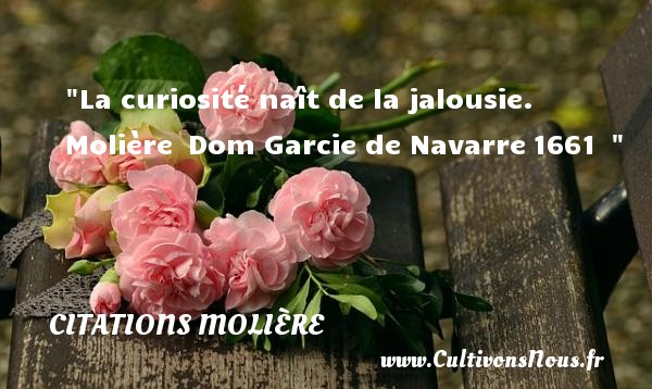 La curiosité naît de la jalousie.  Molière  Dom Garcie de Navarre 1661   CITATIONS MOLIÈRE - Citations Molière - Citation naître