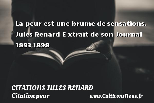La peur est une brume de sensations.  Jules Renard E xtrait de son Journal 1893 1898   CITATIONS JULES RENARD - Citation peur