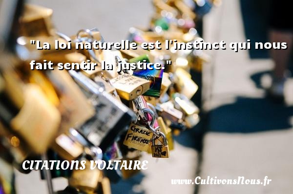 La loi naturelle est l instinct qui nous fait sentir la justice. CITATIONS VOLTAIRE - Citation philosophie