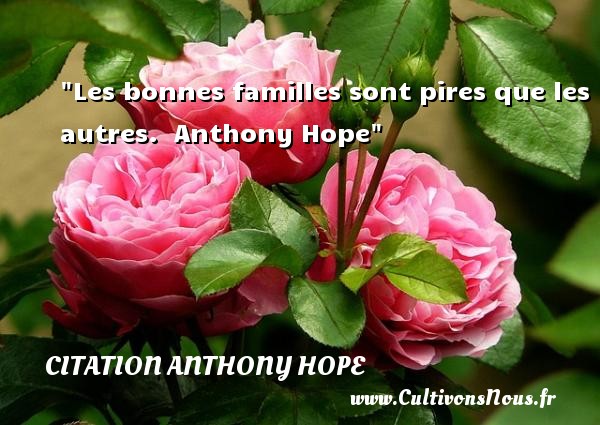 Les bonnes familles sont pires que les autres.  Anthony Hope CITATION ANTHONY HOPE - Citation famille
