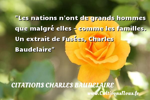 Les nations n ont de grands hommes que malgré elles - comme les familles. Un extrait de Fusées, Charles Baudelaire CITATIONS CHARLES BAUDELAIRE - Citation famille